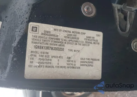 1998 Chevrolet Tahoe Ls from USA, damaged, VIN 1GNEK13R7WJ363230